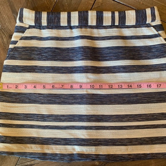 PIM + LARKIN Blue and Off White Striped Textured Mini Skirt Medium - Picture 8 of 9